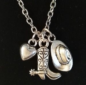 Cute Country/Cowgirl Boot & Hat Charm Necklace